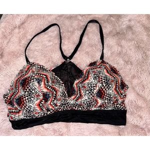 Victoria’s Secret Pink Black & Red Lace Adjustable Strap Sports Bra